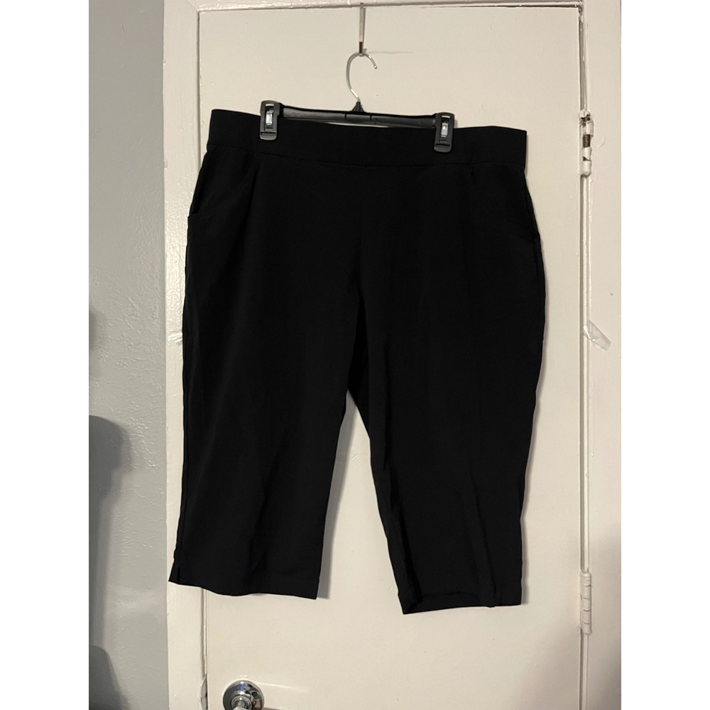 Columbia Anytime Casual Black Pull On Capri Pants Womens XXL Stretch Hiking
